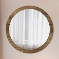 Coloray Runder Spiegel mit Modernem Aufdruck - Dekospiegel Wandmontage -Alt Holz- Ø100cm