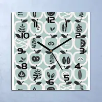 Coloray Wanduhr Echt-Glas-Küchenuhr Blaue Früchte Apfel Quarz 30x30 Deko Bilder