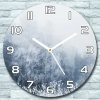 Coloray Wanduhr aus Glas Rund fi 30 Winterbäume Wald Quarz Deko Schlafzimmer Büro
