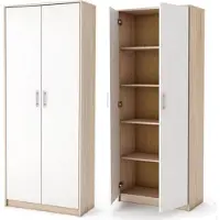 Pressiode Kleiderschrank Schrank Mit Regalen, Garderobe, Hellbraun, 74 cm Breite
