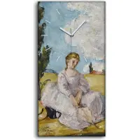 Coloray Wandbild Leinwand Bilder mit Uhr Geräuschlos 30x60 Picknick am Flussufer - weiße Hände