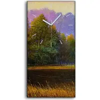 Coloray Wandkunst Leinwand Bild Uhr Geräuschlos 30x60 Gemälde Wald Bäume Fluss Natur - weiße Hände
