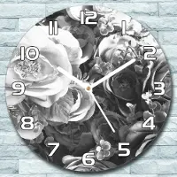 Coloray Wanduhr aus Glas Rund fi 30 Retro Rosen Design Quarz Deko Schlafzimmer Büro