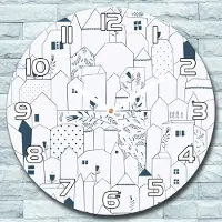 Coloray Wanduhr aus Glas Rund fi 30 Nachbarschaft Häuser Quarz Deko Wohnzimmer Büro
