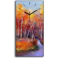 Coloray Wandbild Leinwand Bilder Wanduhr 30x60 Gemälde Abstrakte Wald Bäume Herbst Natur - schwarze Hände