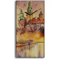 Coloray Wanduhr Uhr Wandbild Leinwand 30x60 Malerei Abstrakte Fluss Boot Gebäude - schwarze Hände