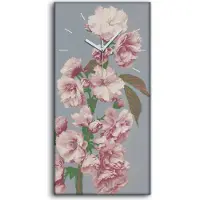 Coloray Küchenuhr Bürouhr Leinwand Uhr Geräuschlos 30x60 Gemälde Blumen Pflanzen Kunst - weiße Hände