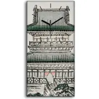 Coloray Wohnzimmer-Bild Leinwand Uhr 30x60 Malerei Asiatische traditionell Gebäude Kunst - schwarze Hände