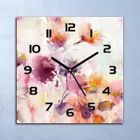 Coloray Wanduhr Echt-Glas-Küchenuhr Pastell Natur Blumen Quarz 30x30 Deko Bilder