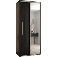 MEBLE KRYSPOL Cannes 13 Schrank mit 2 Schiebetüren - 205,2x110x45 cm - Schwarz Schwarz Silber