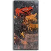 Coloray Leinwand Uhr Küche Wohnzimmer Bild 30x60 Buschmänner Fels Malerei von Antilopen - schwarze Hände