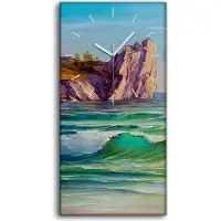 Coloray Dekor Leinwand Uhr Wandbilder 30x60 Gemälde Küste Ozean Meer Wellen Natur - weiße Hände
