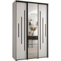 MEBLE KRYSPOL Cannes 13 Schrank mit 3 Schiebetüren - 205,2x160x60 cm - Weiß Weiß Schwarz