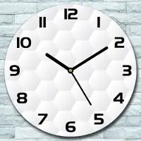 Coloray Wanduhr aus Glas Rund fi 30 Sechsecke weiß Quarz Deko Schlafzimmer Büro
