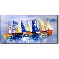 Coloray Dekor Leinwand Uhr Wandbilder Geräuschlos Kunstdruck 60x30 Wasser segel Boot - weiße Hände