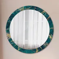 Coloray Spiegel - Mirror zum Wandspiegel Schlafzimmer – Schminkspiegel- Malachit grün Marmor- Ø90cm