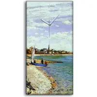 Coloray Wandbild Leinwand Bilder mit Uhr Geräuschlos 30x60 Regatta in Sainte Adresse - weiße Hände