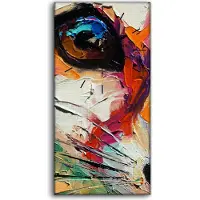 Coloray Leinwand Wanduhr Wandkunst Uhr Quarz 30x60 Fuchs Porträt Malerei in mehrfarbig - schwarze Hände