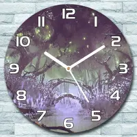 Coloray Wanduhr aus Glas Rund fi 30 Dunkler Fantasiewald Quarz Deko Schlafzimmer Büro