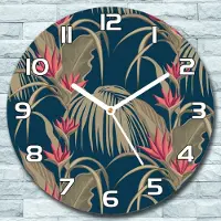 Coloray Wanduhr aus Glas Rund fi 30 Exotische Blumen Quarz Deko Wohnzimmer Büro
