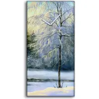 Coloray Wandbild Leinwand Bilder Wanduhr Geräuschlos Kunstdruck 30x60 Winter Wald - weiße Hände