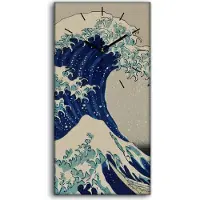 Coloray Wandbild Leinwand Bilder mit Uhr 30x60 Gemälde Meer Sturm Boote Wellen Kunst - schwarze Hände