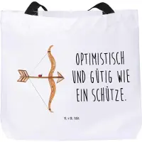Mr. & Mrs. Panda Tote Bag Sternzeichen Schütze - Weiß - Geschenk, Einkaufstasche, Schultasche, Geburtstag November, Tragetasche, Schützenfest, Dezember, Unitasche, Tasche