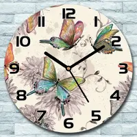 Coloray Wanduhr aus Glas Rund fi 30 Schmetterling Blumen Quarz Deko Wohnzimmer Büro