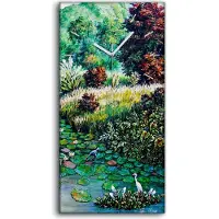 Coloray Dekor Leinwand Uhr Wandbilder 30x60 Gemälde Fluss Bäume Blumen Hügel Landschaft - weiße Hände