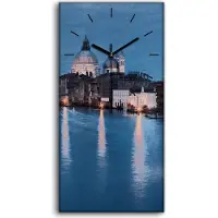 Coloray Wandkunst Leinwand Bild Uhr 30x60 Gemälde Architektur Wasser Boote Stadt - schwarze Hände