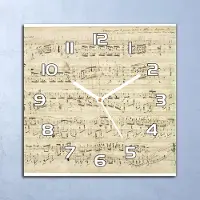 Coloray Deko Glasuhr Wanduhr 30x30 Chopin Musik Noten Quarz Küchenuhr Bürouhr