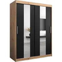 MEBLE KRYSPOL Kleiderschrank, Schiebetürenschrank Schlafzimmer, Schrank mit Spiegel POLE 150 cm