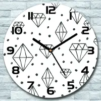 Coloray Wanduhr aus Glas Rund fi 30 Diamanten und Punkte Quarz Deko Schlafzimmer Büro