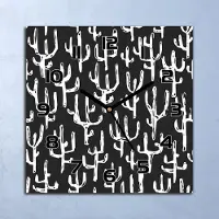 Coloray Wanduhr Echt-Glas-Küchenuhr Bemalte Kakteen Quarz Lautlos 30x30 Deko Bilder