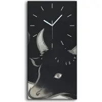 Coloray Dekor Leinwand Uhr Wandbilder 30x60 Gemälde Abstrakte Junge Tier Stier - weiße Hände