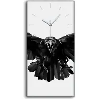 Coloray Leinwand Wanduhr Wandkunst Uhr Geräuschlos Kunstdruck 30x60 Tier Vogel Rabe - weiße Hände