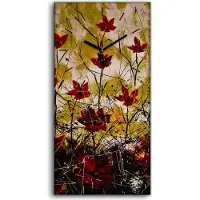 Coloray Leinwand Wanduhr Wandkunst Uhr Geräuschlos 30x60 Foto Bild Wiesen Blumen Malerei - schwarze Hände