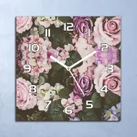 Coloray Deko Glasuhr Wanduhr 30x30 Barocke Blumen Quarz Küchenuhr Bürouhr
