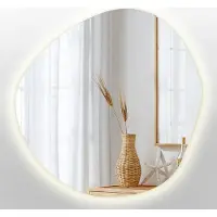 Coloray LED Groß Unregelmäßige Spiegel - Niere Ovale - LED- Farbe Warm (3000K) – Boho-Loft-Stil - 97 cm x 96 cm