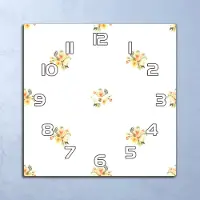 Coloray Deko Glasuhr Wanduhr 30x30 Zarte Blumensträuße Quarz Küchenuhr Bürouhr