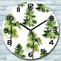 Coloray Wanduhr aus Glas Rund fi 30 Waldbäume Zauberwald Quarz Deko Schlafzimmer Büro