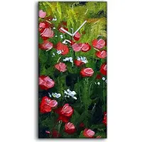 Coloray Küche Wohnzimmer Wand Leinwand Uhr Geräuschlos 30x60 Ölgemälde Blumen Feld Natur - weiße Hände