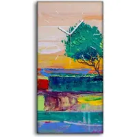 Coloray Wanduhr Bürouhr Leinwand Bild Geräuschlos 30x60 Bäume malen künstlerisch - weiße Hände