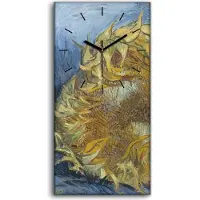 Coloray Küche Wohnzimmer Wand Leinwand Uhr 30x60 Zwei geschnittene Sonnenblumen - schwarze Hände