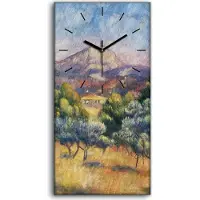Coloray Küchenuhr Bürouhr Leinwand Uhr 30x60 Malerei Wald Bäume Berg Landschaft Kunst - schwarze Hände