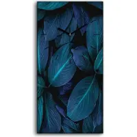 Coloray Wandbild Leinwand Bilder Wanduhr Quarz 30x60 Gemälde Blüten Blätter Pflanze - schwarze Hände