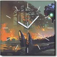 Coloray Uhr auf Leinwand 30x30 cm Wand Uhr Dekoration Wohnzimmer Segeltuch weiße Zeiger -Roboter aufgegebene Fabrik.