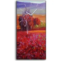 Coloray Dekor Leinwand Uhr Wandbilder Geräuschlos 30x60 Landschafts Baum abstrakte Gras - weiße Hände
