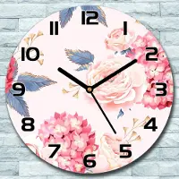 Coloray Wanduhr aus Glas Rund fi 30 Rose Blumen Quarz Deko Schlafzimmer Büro