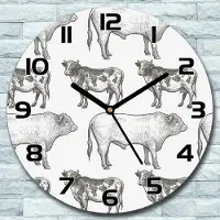 Coloray Wanduhr aus Glas Rund fi 30 Ländliche Kühe Quarz Deko Schlafzimmer Büro